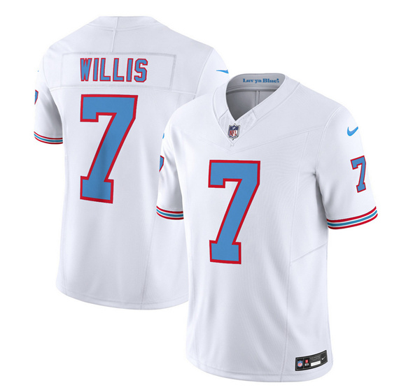 Men's Tennessee Titans #7 Malik Willis White 2023 F.U.S.E. Vapor Limited Throwback Football Stitched Jersey